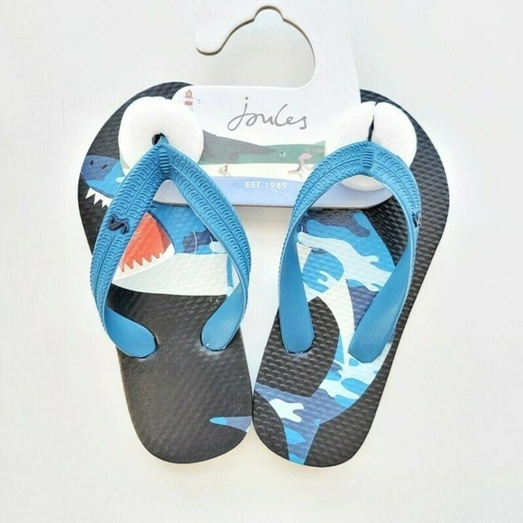 New Joules 11 Shark Flip Flops Navy Blue - Picture 2 of 4